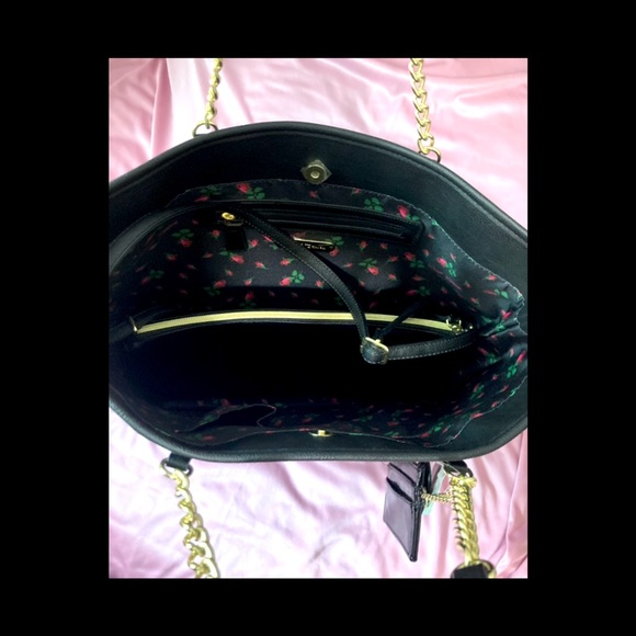 Betsy Johnson Large Black Studded Pins Tote w/ Small Crossbody. NWT! - Picture 13 of 16